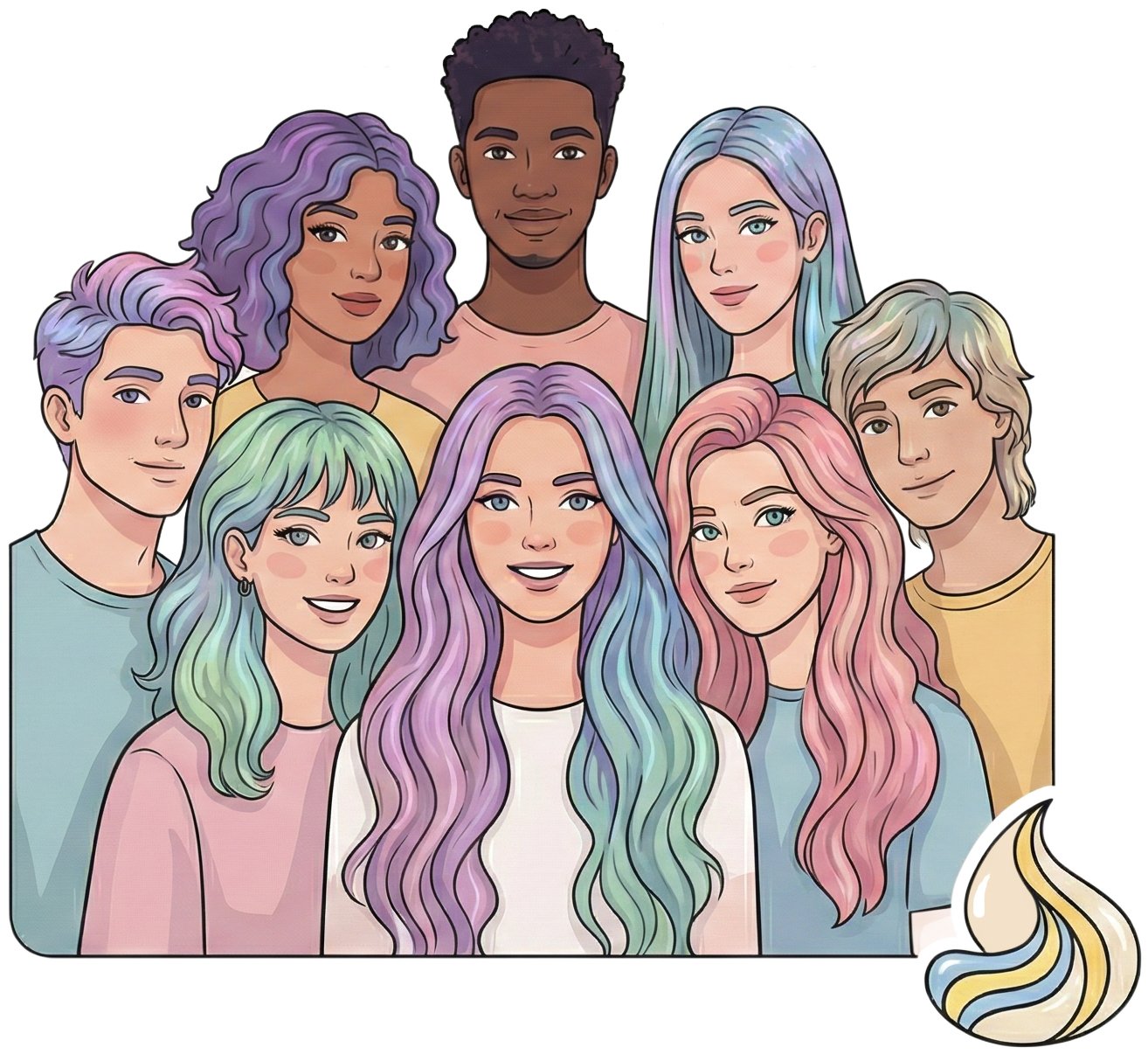 Diverse illustrated group portrait